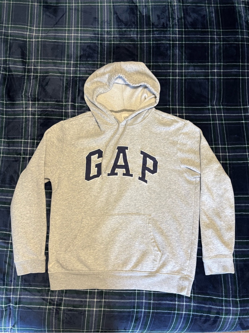 Gap grey hoodie with navy blue logo. Size M.